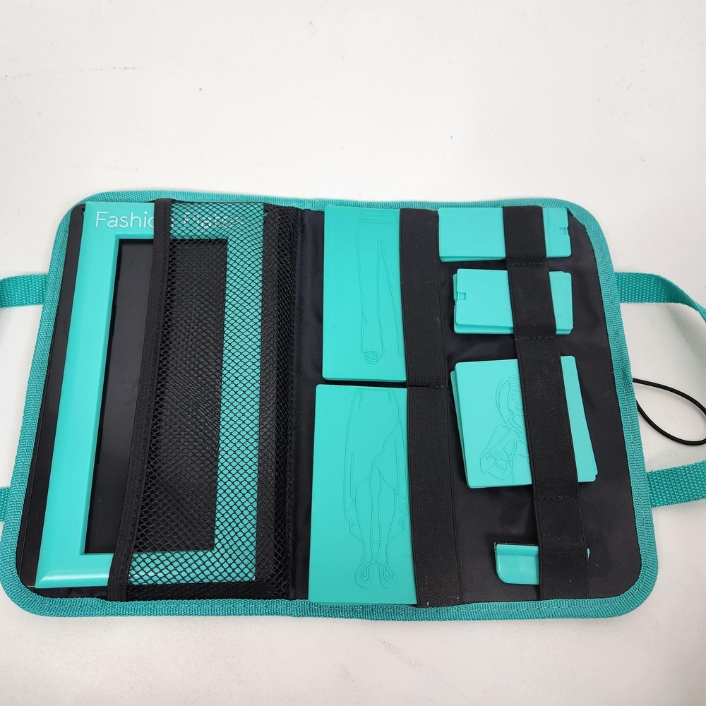 Fashion Plates Kahootz Travel Design Kit Case Turquoise Drawing Plates Toy 2014